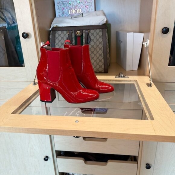 Laurence Dacade Shoes - LAURENCE DACADE RED SIZE 7.5 MIA PATENT CHELSEA ANKLE BOOTIES
